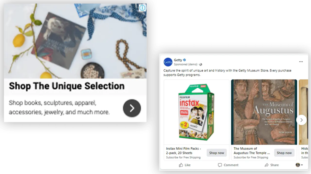 The Getty Sore paid ads examples
