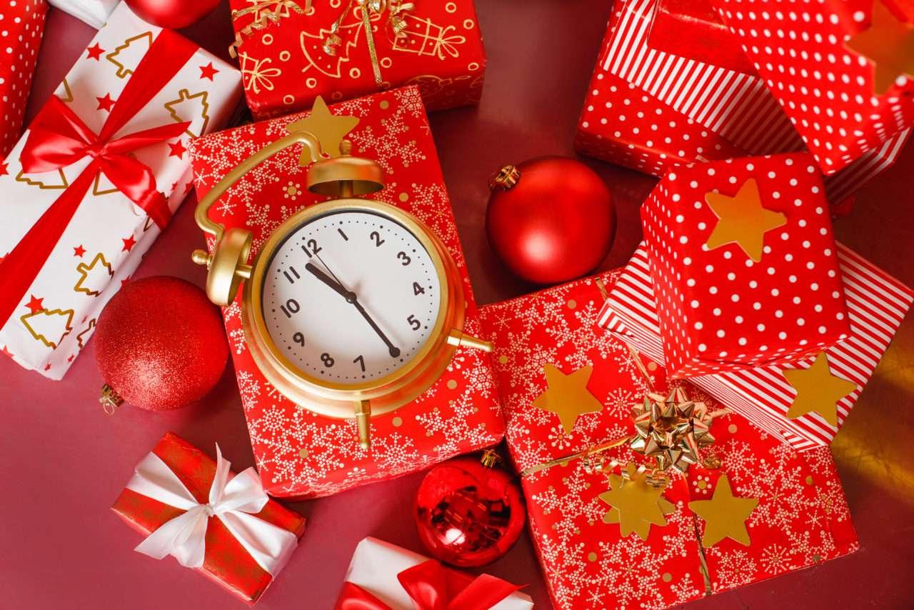 Ticking Clock Symbolizes Last Minute Christmas Shopping