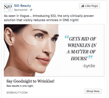 SiO Beauty Facebook ads