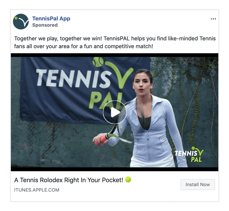 Tennis Pal Facebook ads