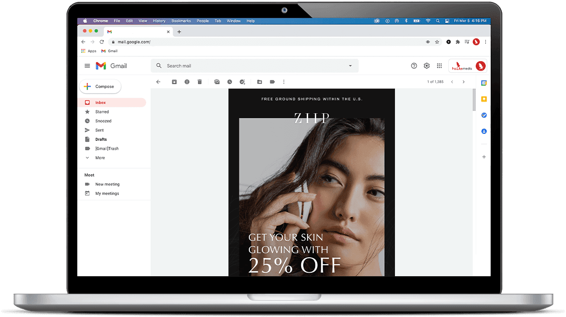 ZIIP Beauty laptop email example