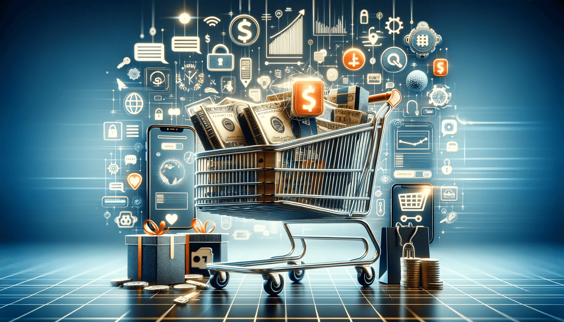 overflowing digital shopping cart