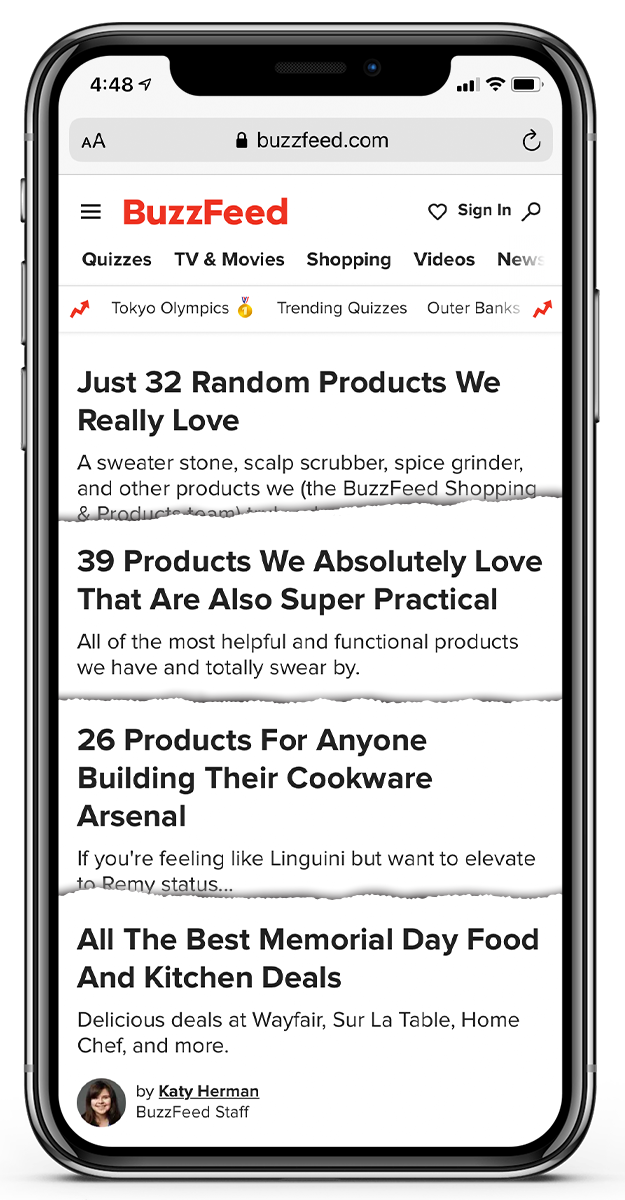 360 Cookware Buzzfeed Mashup on iPhone