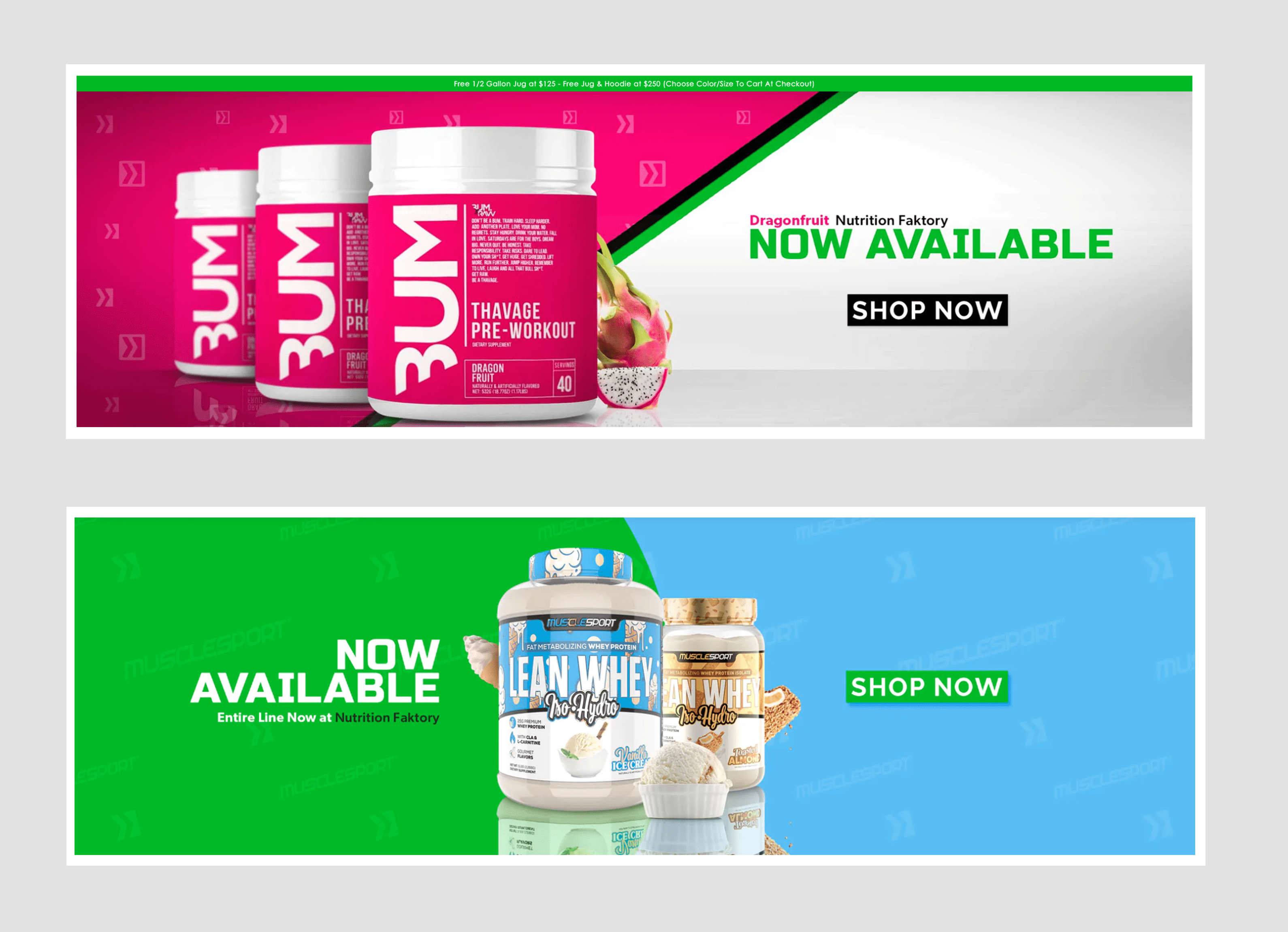 Nutrition Faktory website banners