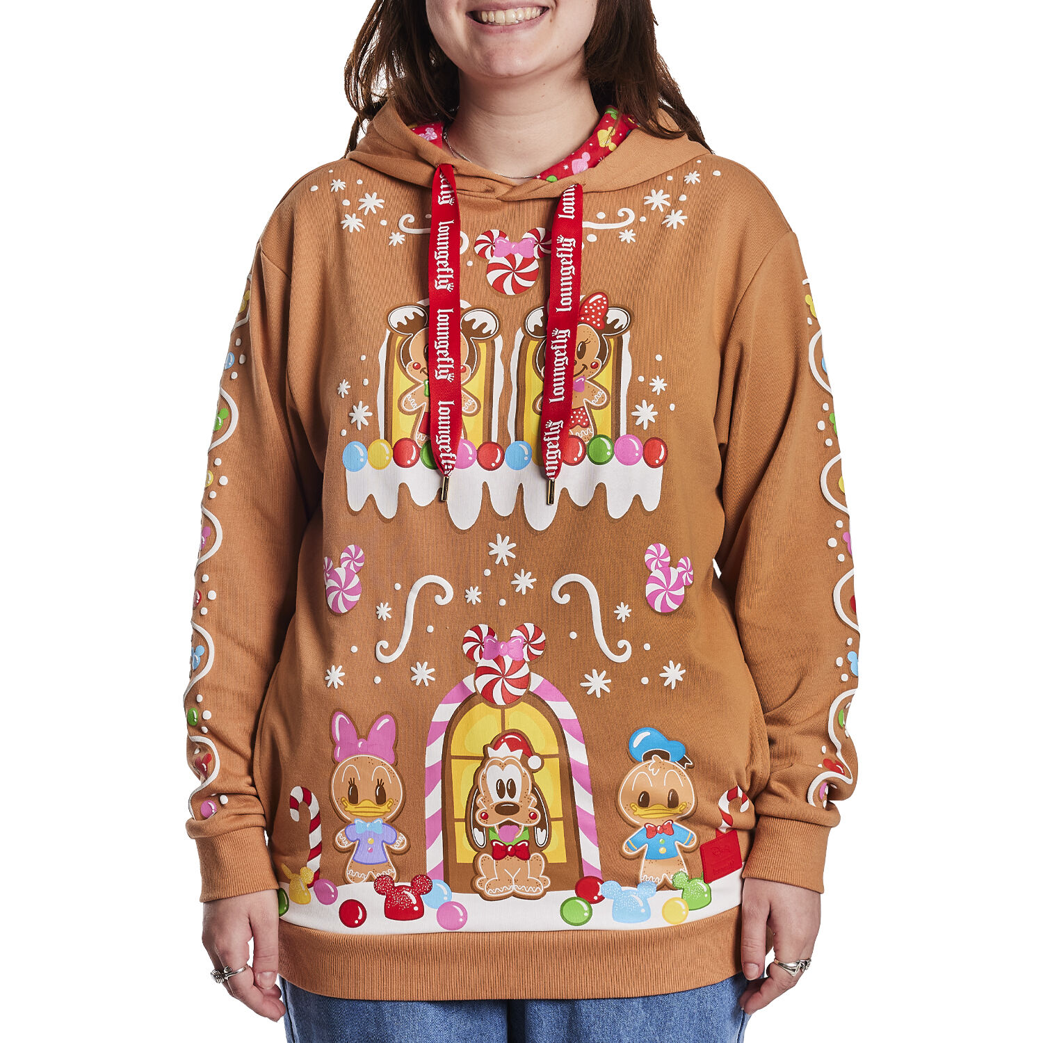 WDLFHD0038S-LFDISNEYMICKEYANDFRIENDSGINGERBREADUNISEXHOODIEELIZACLOSEUP