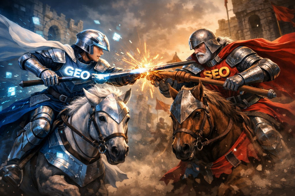seo vs geo jousting