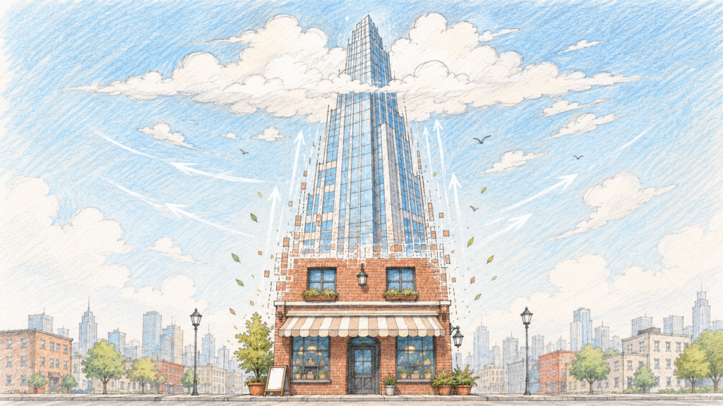 brick and mortar to skyscraper