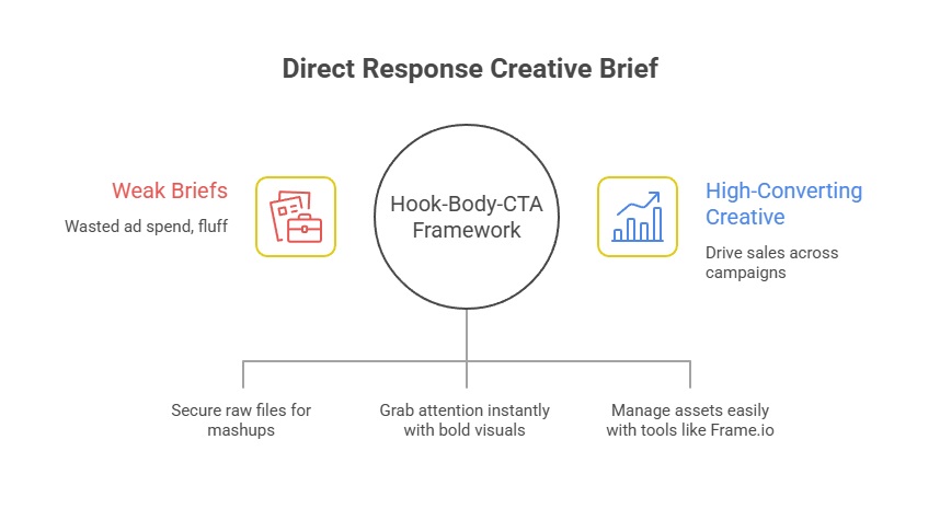 An image showing a hook-body-CTA framework to create high-converting creative.